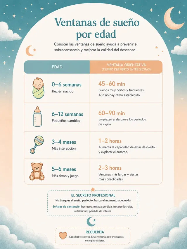 Ventanas de sueño por edad — página de la guía Sueño en Calma